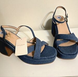 BRAND NEW WOMEN'S size 9 deniem strappy platform sandals
